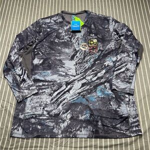 Realtree Aspect Fishing Shirt Men's 3XL Grey Camo Reversible Long Sleeve